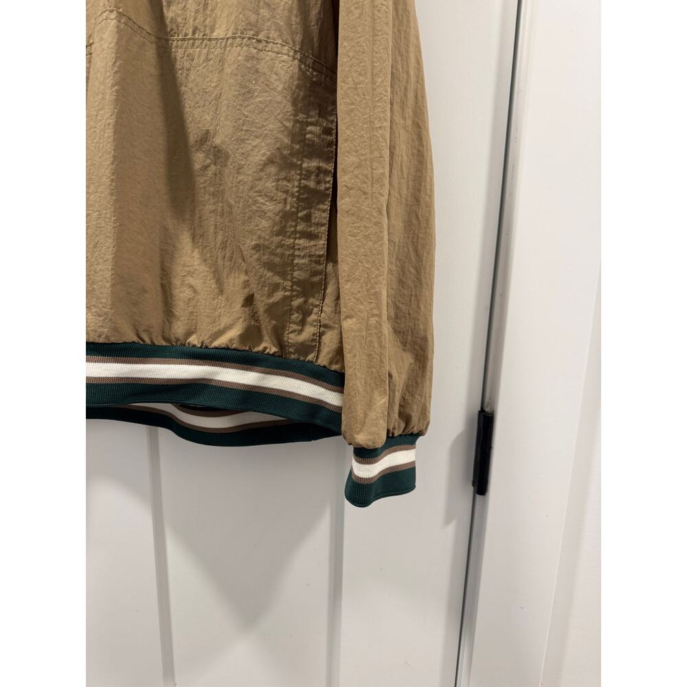VTG Nike 1/4 Snap Pullover Windbreaker Mens L Khaki Green Big Swoosh 90s Y2K - Picture 2 of 9